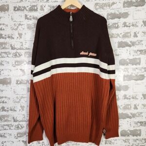 Vintage Clench Jeans Co Sweater 3XL Men Brown White Hip Hop Baggy Y2K Streetwear